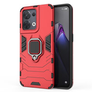 Oppo Reno 8 Hoesje - MobyDefend Dubbelgelaagde Pantsercase Met Standaard - Rood