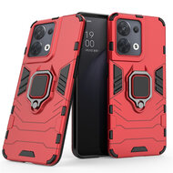 Oppo Reno 8 Hoesje - MobyDefend Dubbelgelaagde Pantsercase Met Standaard - Rood