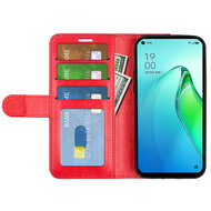 Oppo Reno 8 Pro Hoesje, MobyDefend Wallet Book Case (Sluiting Achterkant), Rood