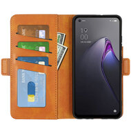 Oppo Reno 8 Hoesje, MobyDefend Luxe Wallet Book Case (Sluiting Zijkant), Lichtbruin