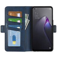 Oppo Reno 8 Hoesje, MobyDefend Luxe Wallet Book Case (Sluiting Zijkant), Blauw