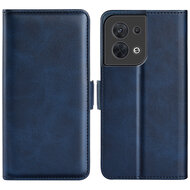 Oppo Reno 8 Hoesje - MobyDefend Luxe Wallet Book Case (Sluiting Zijkant) - Blauw