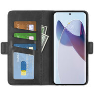 Motorola Edge 30 Ultra Hoesje, MobyDefend Luxe Wallet Book Case (Sluiting Zijkant), Zwart