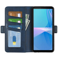 Sony Xperia 5 IV Hoesje, MobyDefend Luxe Wallet Book Case (Sluiting Zijkant), Blauw