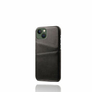 iPhone 14 Hoesje, MobyDefend Lederen Backcover Met Vakjes Voor Pasjes, Zwart