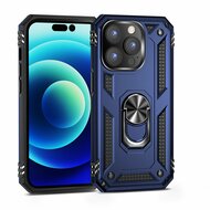 iPhone 14 Pro Max Hoesje, MobyDefend Pantsercase Met Draaibare Ring, Blauw