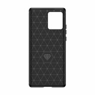 Motorola Edge 30 Ultra Hoesje - MobyDefend TPU Backcover - Geborstelde Metaal &amp; Carbon-Look - Zwart