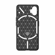 Nothing Phone 1 Hoesje, MobyDefend TPU Gelcase, Geborsteld Metaal + Carbonlook, Zwart