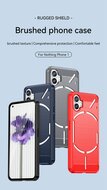 Nothing Phone 1 Hoesje, MobyDefend TPU Gelcase, Geborsteld Metaal + Carbonlook, Rood