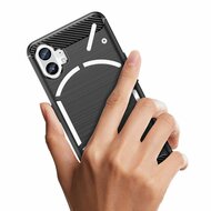 Nothing Phone 1 Hoesje - MobyDefend TPU Backcover - Geborstelde Metaal &amp; Carbon-Look - Rood
