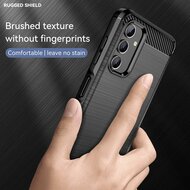 Samsung Galaxy A04s Hoesje - MobyDefend TPU Backcover - Geborstelde Metaal &amp; Carbon-Look - Zwart
