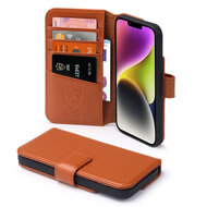 iPhone 14 Plus Hoesje - Luxe MobyDefend Wallet Bookcase - Lichtbruin
