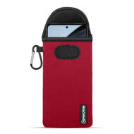 Hoesje voor Motorola Moto G72 - MobyDefend Neopreen Pouch Met Karabijnhaak - Insteekhoesje - Riemlus Hoesje - Rood