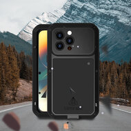 iPhone 14 Pro Hoes - Love Mei Metalen Case - Extreme Protection - Zwart