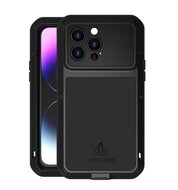 iPhone 14 Pro Max Hoes - Love Mei Metalen Case - Extreme Protection - Zwart