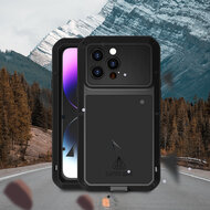 iPhone 14 Pro Max Hoes - Love Mei Metalen Case - Extreme Protection - Zwart