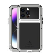 iPhone 14 Pro Max Hoes - Love Mei Metalen Case - Extreme Protection - Zilvergrijs