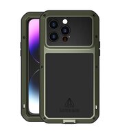 iPhone 14 Pro Max Hoes - Love Mei Metalen Case - Extreme Protection - Groen