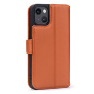 iPhone 14 Hoesje, Luxe MobyDefend Wallet Bookcase, Lichtbruin