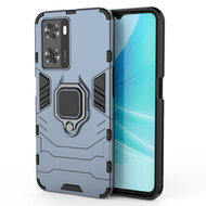 Oppo A57 / A57s / A77 Hoesje - MobyDefend Dubbelgelaagde Pantsercase Met Standaard - Blauw