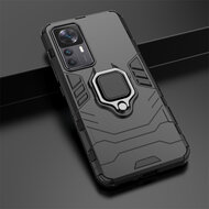 Xiaomi 12T / 12T Pro Hoesje - MobyDefend Dubbelgelaagde Pantsercase Met Standaard - Blauw
