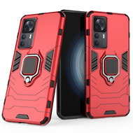 Xiaomi 12T / 12T Pro Hoesje - MobyDefend Dubbelgelaagde Pantsercase Met Standaard - Rood