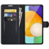 Samsung Galaxy A04s Hoesje, MobyDefend Kunstleren Wallet Book Case (Sluiting Voorkant), Zwart