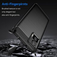Motorola Edge 30 Neo Hoesje - MobyDefend TPU Backcover - Geborstelde Metaal &amp; Carbon-Look - Zwart