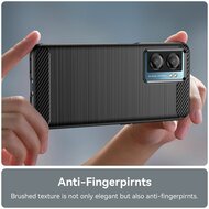 Oppo A57 / A57s / A77 Hoesje - MobyDefend TPU Backcover - Geborstelde Metaal &amp; Carbon-Look - Zwart