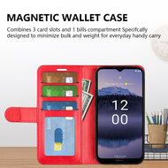 Nokia G11 Plus Hoesje, MobyDefend Wallet Book Case (Sluiting Achterkant), Rood