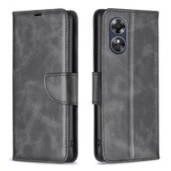 Oppo A17 Hoesje, MobyDefend Wallet Book Case Met Koord, Zwart