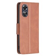 Oppo A17 Hoesje, MobyDefend Wallet Book Case Met Koord, Bruin