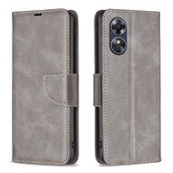 Oppo A17 Hoesje, MobyDefend Wallet Book Case Met Koord, Grijs