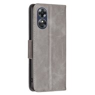 Oppo A17 Hoesje, MobyDefend Wallet Book Case Met Koord, Grijs