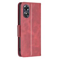 Oppo A17 Hoesje, MobyDefend Wallet Book Case Met Koord, Rood