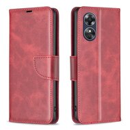 Oppo A17 Hoesje, MobyDefend Wallet Book Case Met Koord, Rood