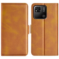 Xiaomi Redmi 10A Hoesje, MobyDefend Luxe Wallet Book Case (Sluiting Zijkant), Lichtbruin