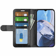 Motorola Moto E22 / E22i Hoesje, MobyDefend Wallet Book Case (Sluiting Achterkant), Zwart