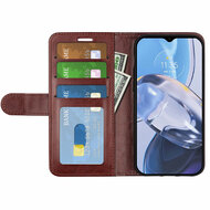 Motorola Moto E22 / E22i Hoesje, MobyDefend Wallet Book Case (Sluiting Achterkant), Bruin