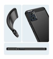 Motorola Moto E22 / E22i Hoesje - MobyDefend TPU Backcover - Geborstelde Metaal &amp; Carbon-Look - Blauw