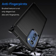 Motorola Moto E22 / E22i Hoesje - MobyDefend TPU Backcover - Geborstelde Metaal &amp; Carbon-Look - Blauw