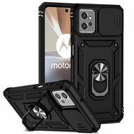 Motorola Moto G32 Hoesje - MobyDefend Pantsercase Met Draaibare Ring - Zwart