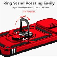 Motorola Moto G32 Hoesje - MobyDefend Pantsercase Met Draaibare Ring - Blauw