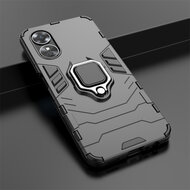 Oppo A17 Hoesje - MobyDefend Dubbelgelaagde Pantsercase Met Standaard - Blauw