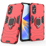 Oppo A17 Hoesje - MobyDefend Dubbelgelaagde Pantsercase Met Standaard - Rood