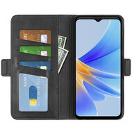 Oppo A17 Hoesje, MobyDefend Luxe Wallet Book Case (Sluiting Zijkant), Zwart