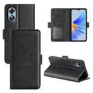 Oppo A17 Hoesje, MobyDefend Luxe Wallet Book Case (Sluiting Zijkant), Zwart