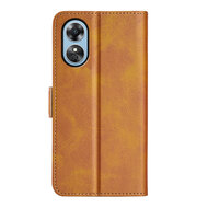 Oppo A17 Hoesje, MobyDefend Luxe Wallet Book Case (Sluiting Zijkant), Lichtbruin