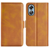 Oppo A17 Hoesje, MobyDefend Luxe Wallet Book Case (Sluiting Zijkant), Lichtbruin