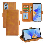 Oppo A17 Hoesje, MobyDefend Luxe Wallet Book Case (Sluiting Zijkant), Lichtbruin